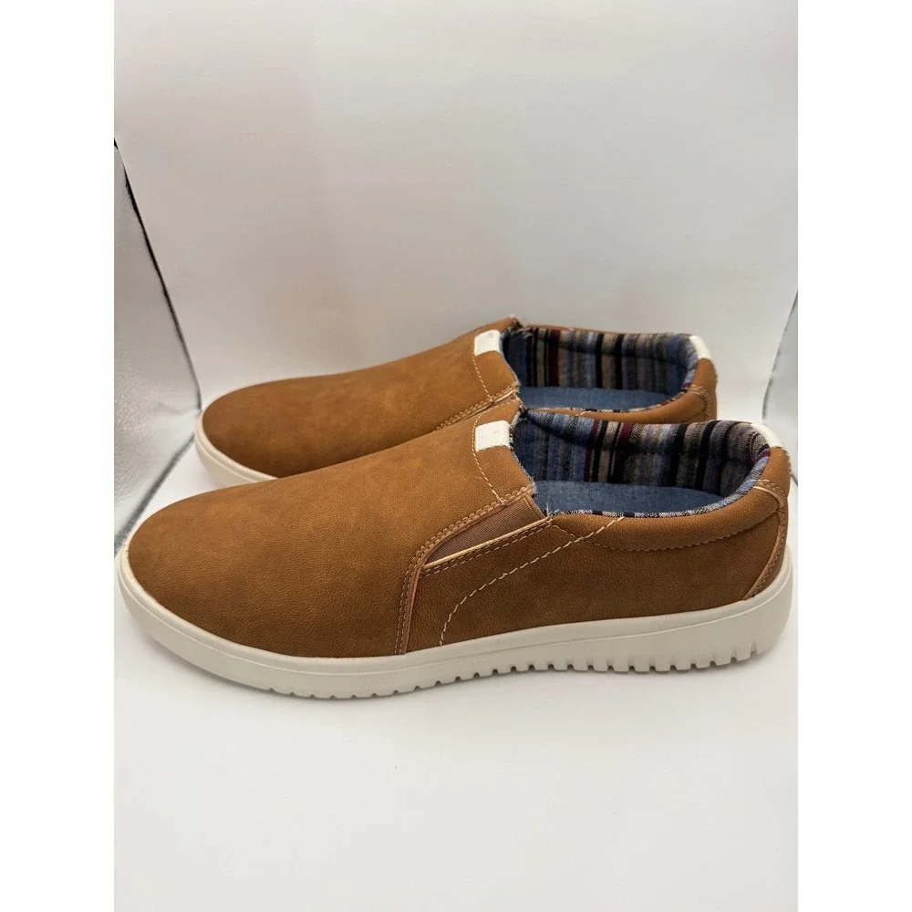 IZOD Jackson Slip On Sneakers Mens 11 Brown Memory Foam Casual Shoes 1535508